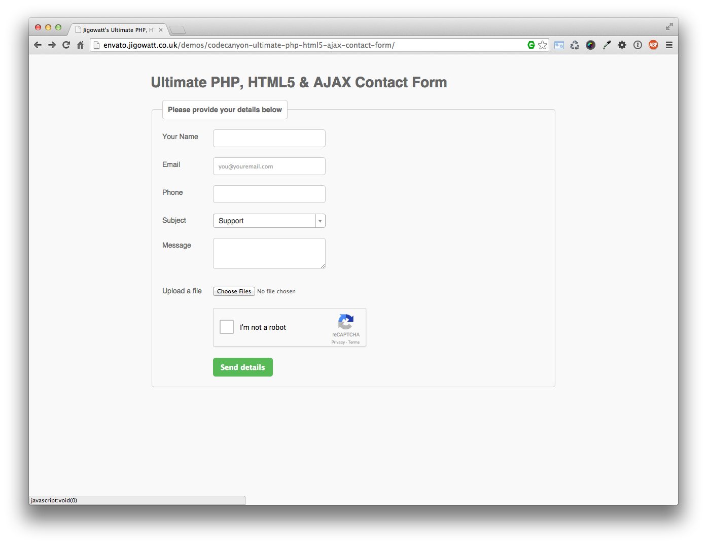 Ultimate PHP  HTML5 AJAX Contact Form  by jigowatt 